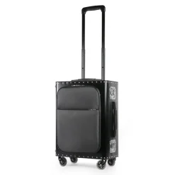 TecknoMonster - Kronos L Flap TecknoMonster - Black - Aeronautical Titanium and Carbon Trolley Suitcase - Avvenice