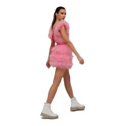 Teen Idol - Orione Tulle Mini Dress with Shoulders - Pink - Dresses - Teen-Ager - Luxury Exclusive Collection - Avvenice
