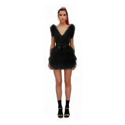 Teen Idol - Orione Tulle Mini Dress with Shoulders - Black - Dresses - Teen-Ager - Luxury Exclusive Collection - Avvenice