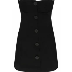 The Attico - Black Asymmetric Buttoned Mini Dress - The Attico Exclusive Luxury Collection - Avvenice