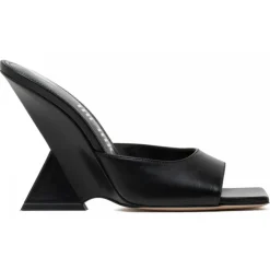 The Attico - Black Leather Cheope Mules - The Attico Exclusive Luxury Collection - Avvenice