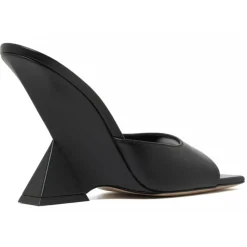 The Attico - Black Leather Cheope Mules - The Attico Exclusive Luxury Collection - Avvenice
