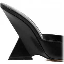 The Attico - Black Leather Cheope Mules - The Attico Exclusive Luxury Collection - Avvenice