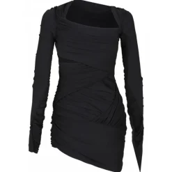The Attico - Black Wrap Mini Dress - The Attico Exclusive Luxury Collection - Avvenice