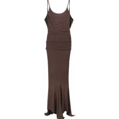 The Attico - Dark Brown Layered Midi Dress - The Attico Exclusive Luxury Collection - Avvenice