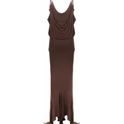 The Attico - Dark Brown Layered Midi Dress - The Attico Exclusive Luxury Collection - Avvenice