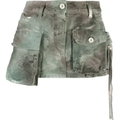 The Attico - Fay Mini Skirt in Green Camouflage - The Attico Exclusive Luxury Collection - Avvenice