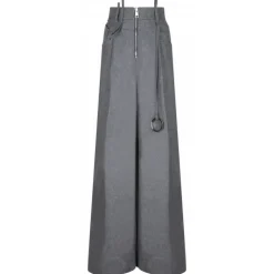 The Attico - Grey Wide Leg Trousers - The Attico Exclusive Luxury Collection - Avvenice