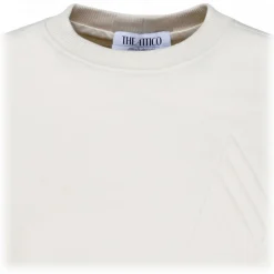 The Attico - Ivory Cotton Maeve Logo Embossed Cotton Sweatshirt - The Attico Exclusive Luxury Collection - Avvenice