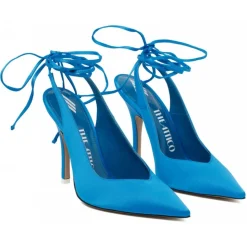 The Attico - Turquoise Fabric and Leather Ankle Tied Pumps - The Attico Exclusive Luxury Collection - Avvenice