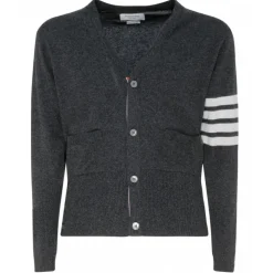 Thom Browne - Dark Grey 4-Bar Cardigan - Thom Browne Exclusive Luxury Collection - Avvenice