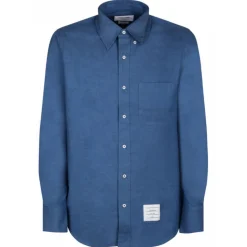 Thom Browne - Deep Blue Cotton Logo Patch Denim Shirt - Thom Browne Exclusive Luxury Collection - Avvenice