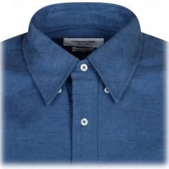 Thom Browne - Deep Blue Cotton Logo Patch Denim Shirt - Thom Browne Exclusive Luxury Collection - Avvenice