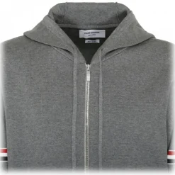 Thom Browne - Grey Striped Zip Up Hoodie - Thom Browne Exclusive Luxury Collection - Avvenice