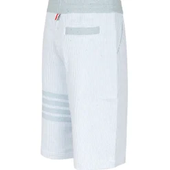 Thom Browne - Light Blue 4-Bar Striped Shorts - Thom Browne Exclusive Luxury Collection - Avvenice