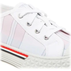 Thom Browne - Light Pink Canvas Collegiate Low Top Trainers - Thom Browne Exclusive Luxury Collection - Avvenice