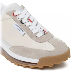 Thom Browne - Med Brown Leather Tech Runner low Top Sneakers - Thom Browne Exclusive Luxury Collection - Avvenice