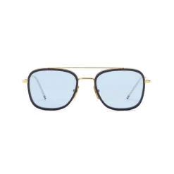 Thom Browne - Navy and Gold Aviator Sunglasses - Thom Browne Eyewear - Avvenice
