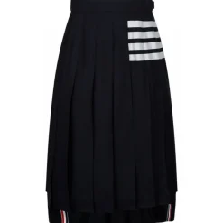 Thom Browne - Navy Pleated Midi Skirt - Thom Browne Exclusive Luxury Collection - Avvenice