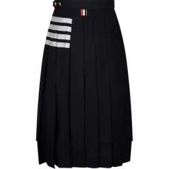 Thom Browne - Navy Pleated Midi Skirt - Thom Browne Exclusive Luxury Collection - Avvenice