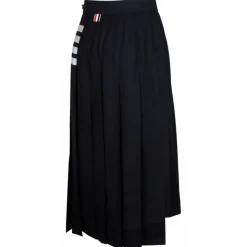 Thom Browne - Navy Pleated Midi Skirt - Thom Browne Exclusive Luxury Collection - Avvenice