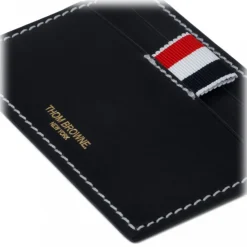 Thom Browne - Navy RWB Tab Leather Cardholder - Thom Browne Exclusive Luxury Collection - Avvenice