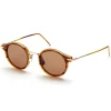 Thom Browne - Round Walnut & 12K Gold Sunglasses - Thom Browne Eyewear - Avvenice