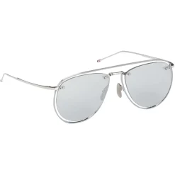 Thom Browne - Silver Aviator Sunglasses - Thom Browne Eyewear - Avvenice