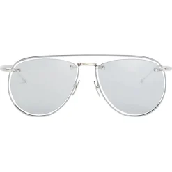 Thom Browne - Silver Aviator Sunglasses - Thom Browne Eyewear - Avvenice