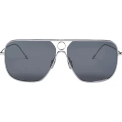 Thom Browne - Silver Rectangular Sunglasses - Thom Browne Eyewear - Avvenice