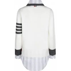 Thom Browne - White and Grey Layered Cardigan - Thom Browne Exclusive Luxury Collection - Avvenice