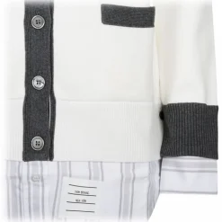 Thom Browne - White and Grey Layered Cardigan - Thom Browne Exclusive Luxury Collection - Avvenice
