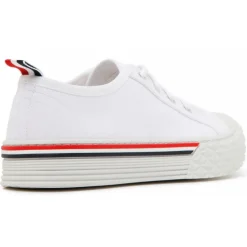 Thom Browne - White Canvas Low Top Sneakers - Thom Browne Exclusive Luxury Collection - Avvenice