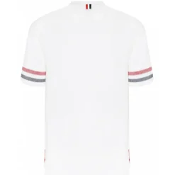 Thom Browne - White Cotton Tri Colour Striped Knit T-Shirt - Thom Browne Exclusive Luxury Collection - Avvenice