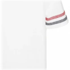 Thom Browne - White Cotton Tri Colour Striped Knit T-Shirt - Thom Browne Exclusive Luxury Collection - Avvenice