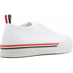 Thom Browne - White Cotton Stripe Trim Sneakers - Thom Browne Exclusive Luxury Collection - Avvenice