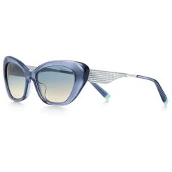 Tiffany & Co. - Cat Eye Sunglasses - Dark Blue Silver - Tiffany Diamond Point Collection - Tiffany & Co. Eyewear - Avvenice