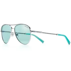 Tiffany & Co. - Pilot Sunglasses - Silver Tiffany Blue - Tiffany Diamond Point Collection - Tiffany & Co. Eyewear - Avvenice