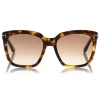 Tom Ford - Amarra Sunglasses - Squared Acetate Sunglasses - Dark Havana - FT0502 - Sunglasses - Tom Ford Eyewear - Avvenice