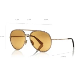 Tom Ford - Antibes Sunglasses - Pilot Metal Sunglasses - Rose Gold Brown - FT0728 - Sunglasses - Tom Ford Eyewear - Avvenice