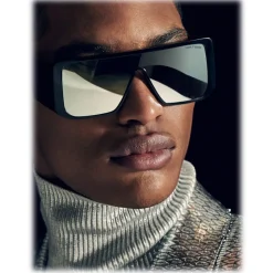 Tom Ford - Atticus Sunglasses - Oversize Rectangular Acetate Sunglasses - FT0710 - Black Mirror - Tom Ford Eyewear - Avvenice
