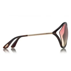 Tom Ford - Bella Sunglasses - Oversized Round Acetate Sunglasses - FT0529 - Dark Havana - Tom Ford Eyewear - Avvenice