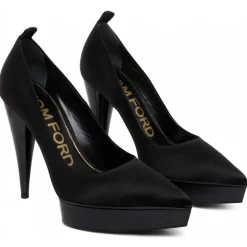 Tom Ford - Black Calf Leather Platform Pumps - Tom Ford Exclusive Luxury Collection - Avvenice