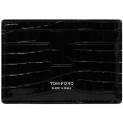 Tom Ford - Black Calf Leather in Cocco Print Effect - Tom Ford Exclusive Luxury Collection - Avvenice