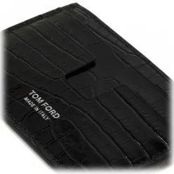 Tom Ford - Black Calf Leather in Cocco Print Effect - Tom Ford Exclusive Luxury Collection - Avvenice
