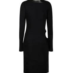 Tom Ford - Black Leather Cut Out Long Sleeved Dress - Tom Ford Exclusive Luxury Collection - Avvenice