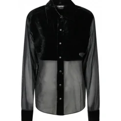 Tom Ford - Black Silk Panelled Buttoned Shirt - Tom Ford Exclusive Luxury Collection - Avvenice