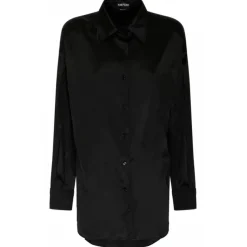Tom Ford - Black Silk Pointed Collar Shirt - Tom Ford Exclusive Luxury Collection - Avvenice