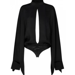 Tom Ford - Black Silk Wide Sleeve Bodysuit - Tom Ford Exclusive Luxury Collection - Avvenice