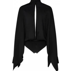 Tom Ford - Black Silk Wide Sleeve Bodysuit - Tom Ford Exclusive Luxury Collection - Avvenice